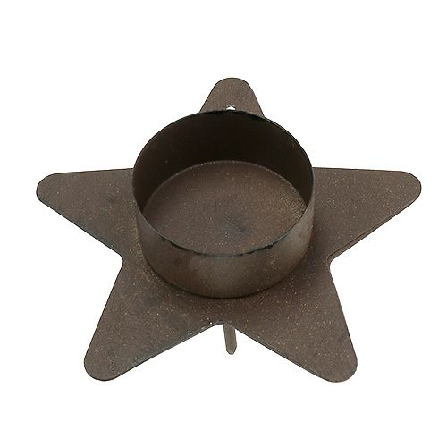 Floristik24 Podstawka pod świeczkę Star Shape do Tea Lights 10x7cm brązowa