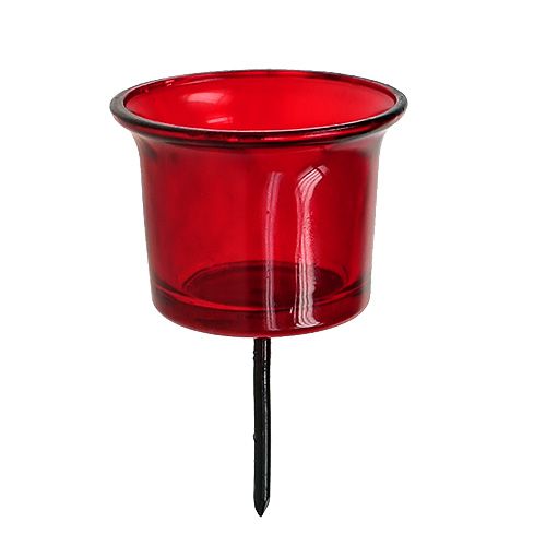 Floristik24 Świecznik na szklany tealight czerwony Ø6cm L10cm