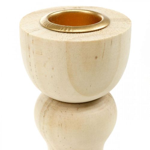 Produkt Świecznik drewniany dekoracja stołu na świece stożkowe wys. 17cm 2 szt.
