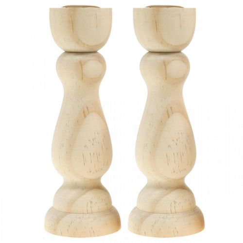 Produkt Świecznik drewniany dekoracja stołu na świece stożkowe wys. 17cm 2 szt.