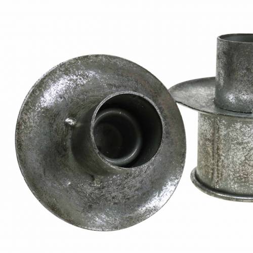 Produkt Zestaw świeczników schodkowych srebrny antyczny Ø9,5-10,5cm H7-14cm 4szt.