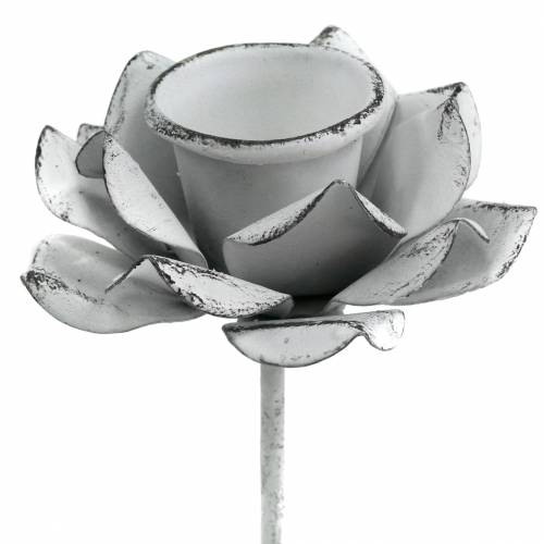 Floristik24 Świecznik do przyklejenia kwiatka z białego metalu Ø6×10cm