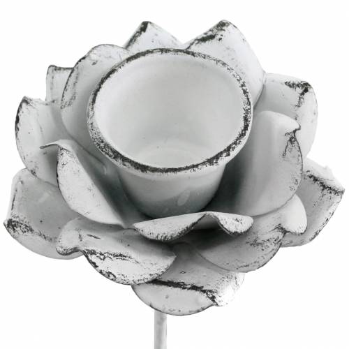 Floristik24 Świecznik kwiatek do przyklejenia metal biały Ø6×10cm 4szt
