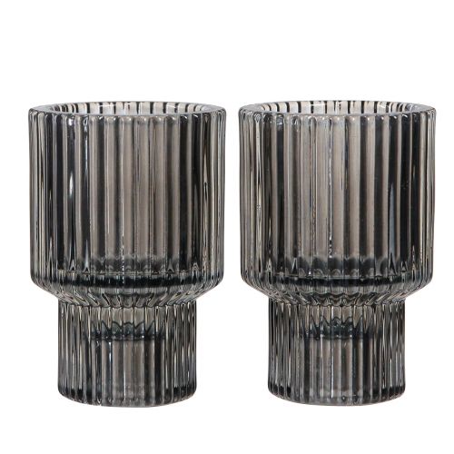 Produkt Szklany świecznik w szarym świeczniku na tealighty W8cm 4 szt