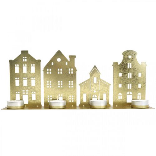 Produkt Świecznik Lampki choinkowe Deco Domy Złoto 52×12cm