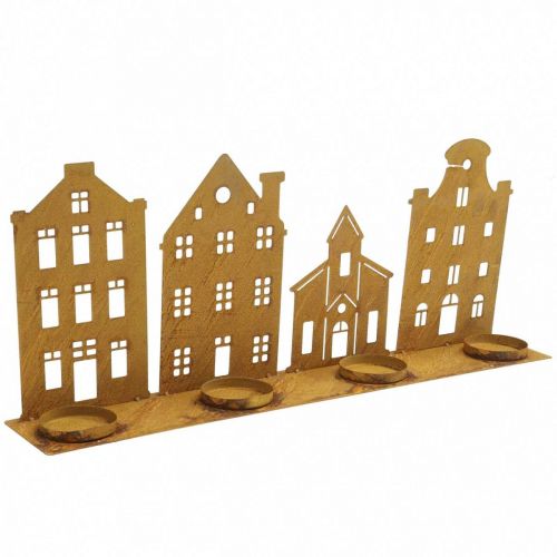 Produkt Świecznik Lampki choinkowe dekoracyjne domy rdza 52×12cm