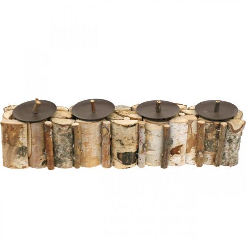 Floristik24 Dekoracja stołu Adwentowy świecznik brzozowy drewno 45×8cm W9cm
