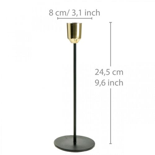Produkt Metalowy świecznik, świecznik złoty / czarny W24,5 cm Ø2,2 cm
