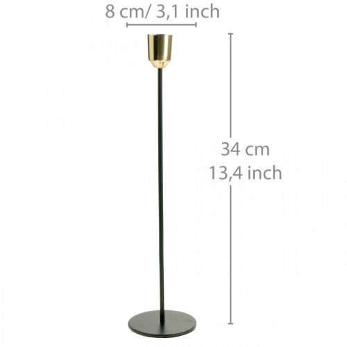 Produkt Świecznik, metalowy świecznik, złoty/czarny H33,5cm Ø2,2cm