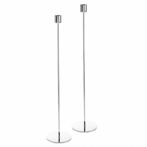 Floristik24 Metalowy zestaw świeczników do świec srebrny Ø2,2cm W31cm 2szt
