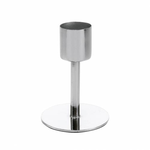 Floristik24 Zestaw metalowych świeczników na świece stożkowe srebrne Ø2,2cm W7,3cm 4 sztuki