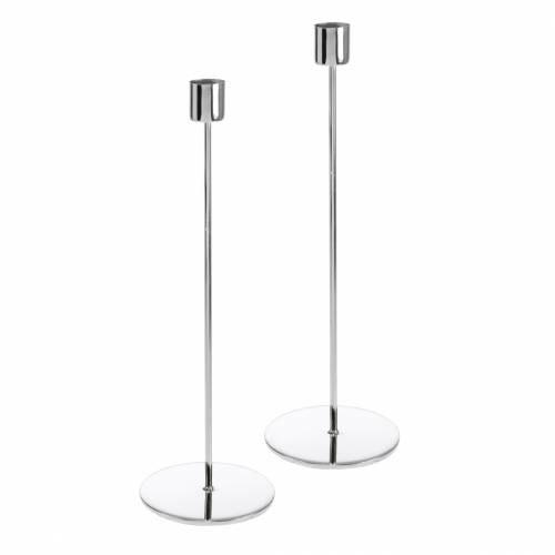 Produkt Zestaw metalowych świeczników na świece patyczkowe srebrne Ø2,2cm H28cm 2szt.