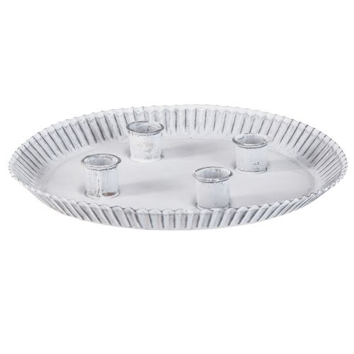 Floristik24 Forma na ciasto ze świecznikami i 4 świecznikami w kolorze białym Ø25cm