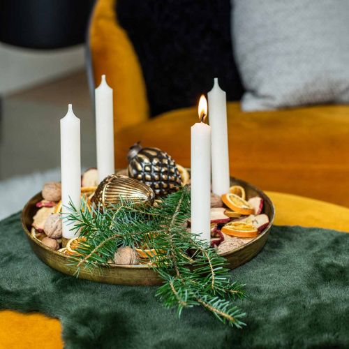 Produkt Talerz na świeczkę, miska na wieniec adwentowy, ozdoba świąteczna złoty antyczny wygląd Ø30cm