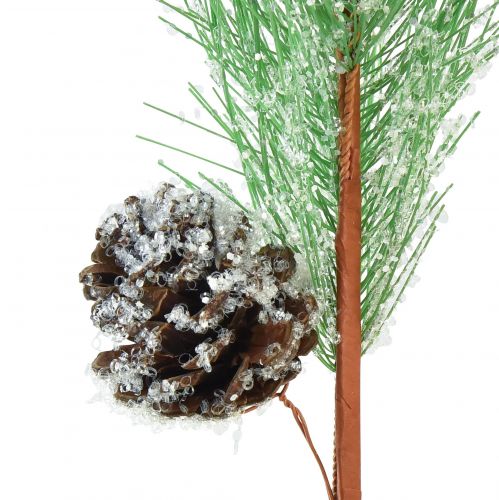 Produkt Sztuczna gałązka sosny zielona brokatowa z szyszkami L55cm