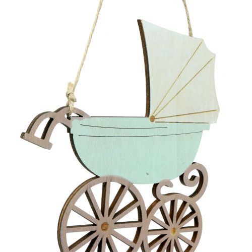 Floristik24 Deco Zawieszka Pram Pink/Blue 16,5cm x 15cm 6szt.