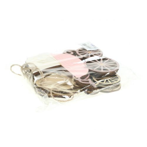 Floristik24 Deco Zawieszka Pram Pink/Blue 16,5cm x 15cm 6szt.