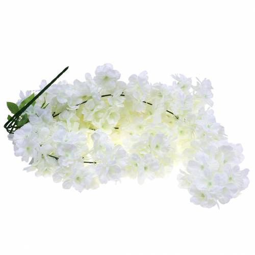 Produkt Gałąź kwiatu wiśni z 5 gałęziami, biała, sztuczna, 75 cm