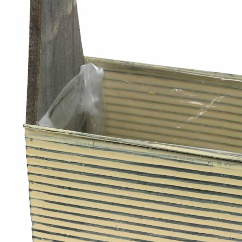 Floristik24 Planter with Handle Cream, Grey White Washed Wood Metal 30×12,5cm/28×12cm Set of 2