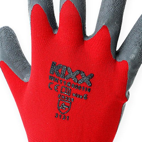 Produkt Nylonowe rękawice ogrodowe Kixx rozmiar 10 czerwone, szare
