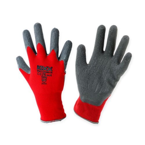 Floristik24 Nylonowe rękawice ogrodowe Kixx rozmiar 8 czerwone, szare