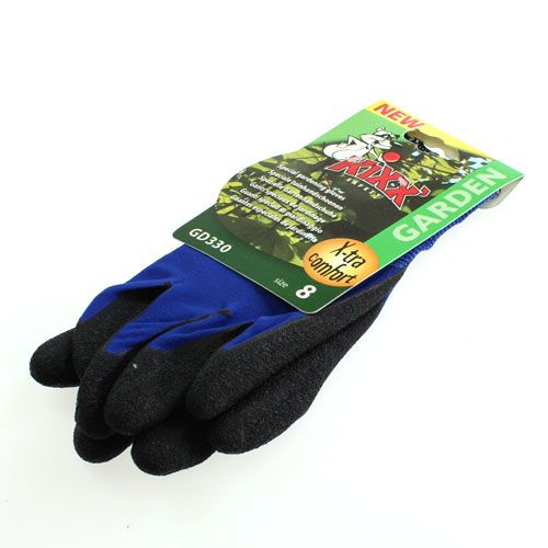 Produkt Nylonowe rękawice ogrodowe Kixx rozmiar 8 niebieskie, czarne