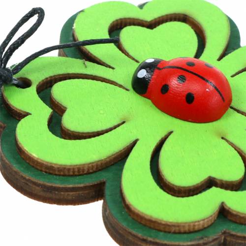 Produkt Liść koniczyny z chrząszczem do zawieszania zielony 7cm 6 szt