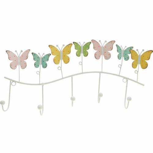 Floristik24 Dekoracja wiosenna, wieszak z motylami, dekoracja metalowa, dekoracyjny wieszak na ubrania 36cm