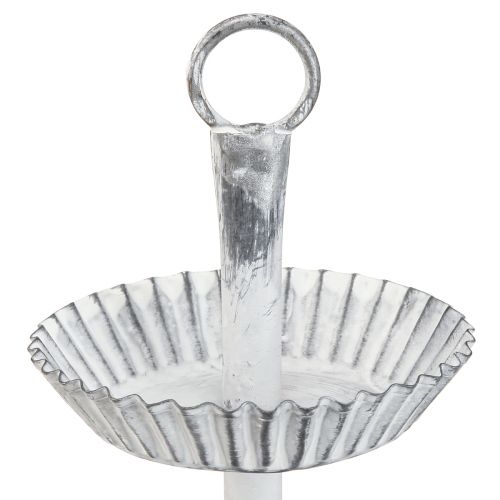Floristik24 Patera na ciasto Shabby Chic, metalowa, biała, 2 poziomy Ø16,5 cm