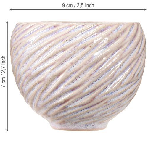 Produkt Małe ceramiczne miseczki w różowym spiralnym dekorze Ø9cm 4szt