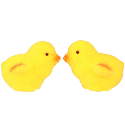 Produkt Małe wielkanocne pisklęta żółto-pomarańczowe flokowane wys. 4,5cm 18 szt