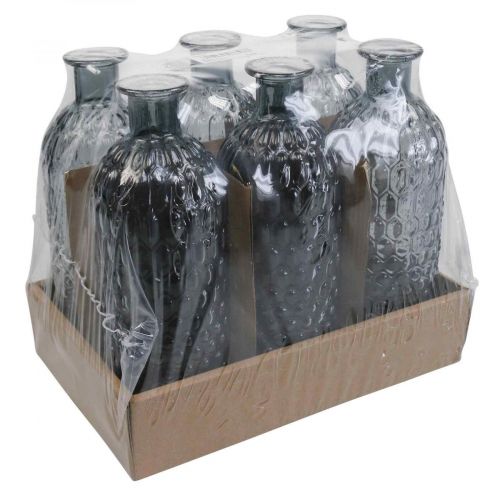 Floristik24 Mały szklany wazon wazon o strukturze plastra miodu szkło niebiesko-szary W20cm 6szt