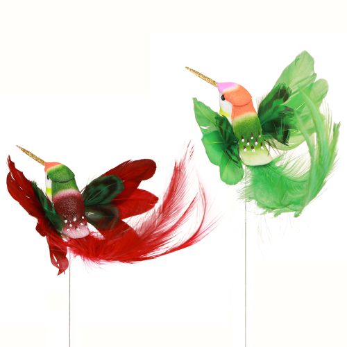 Produkt Ozdoba koliber na patyku turkusowa bordowa 13-15cmx9-10cm 6 szt.