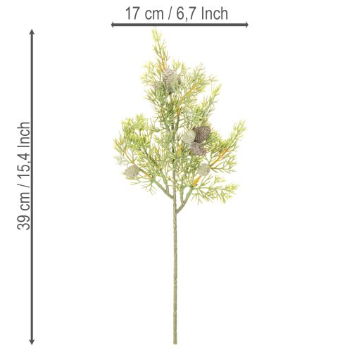 Sztuczna gałązka iglasta z szyszkami jako sztuczna dekoracja stołu, 39cm, 4 sztuki | Floristik24.pl
