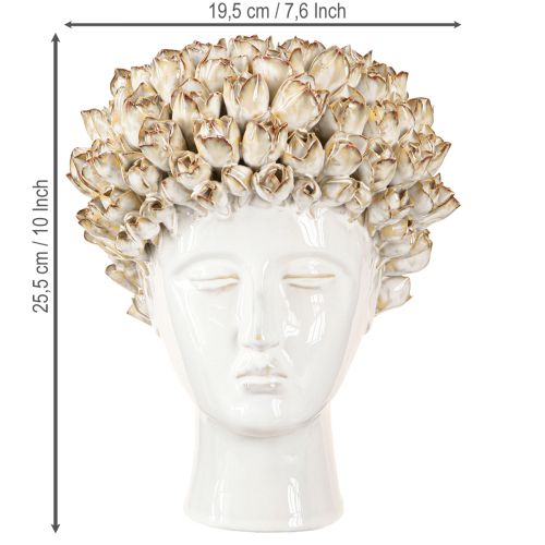 Produkt Wazon Głowa Ceramiczny Wazon z Różami Biały Brąz Ø19cm H2.5cm