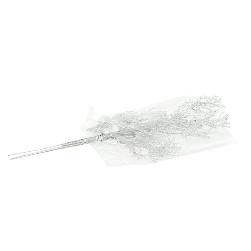 Floristik24 Gałązka koralowa z miką biała L32cm 3szt.