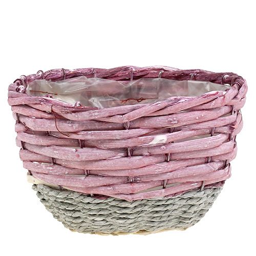 Floristik24 Kosz okrągły zestaw 3 szt Ø14cm - 24cm różowy, naturalny