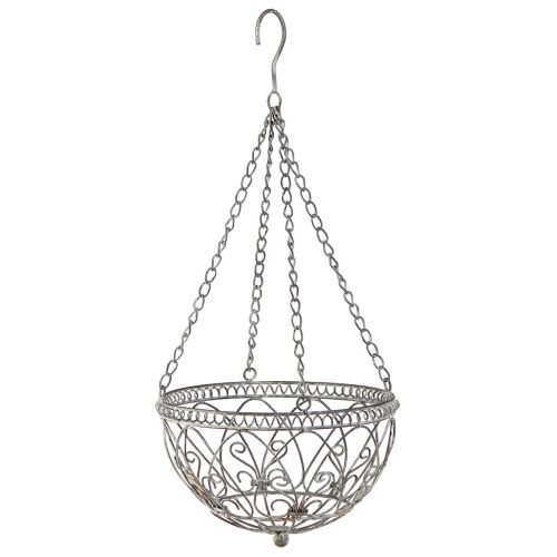 Floristik24 Kosz wiszący metalowy kosz na kwiaty antyczny wygląd Ø25cm H56cm