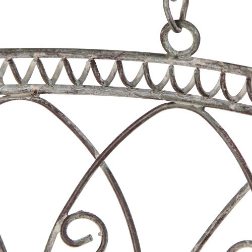 Floristik24 Kosz wiszący metalowy kosz na kwiaty antyczny wygląd Ø25cm H56cm