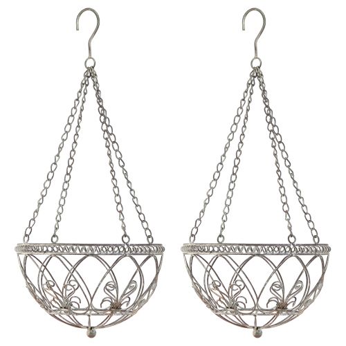 Floristik24 Kosz wiszący metalowy kosz na kwiaty antyczny wygląd Ø25cm H56cm
