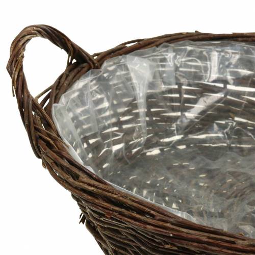 Floristik24 Duży kosz z uchwytami do doniczki wierzba brązowy Ø40cm W13cm