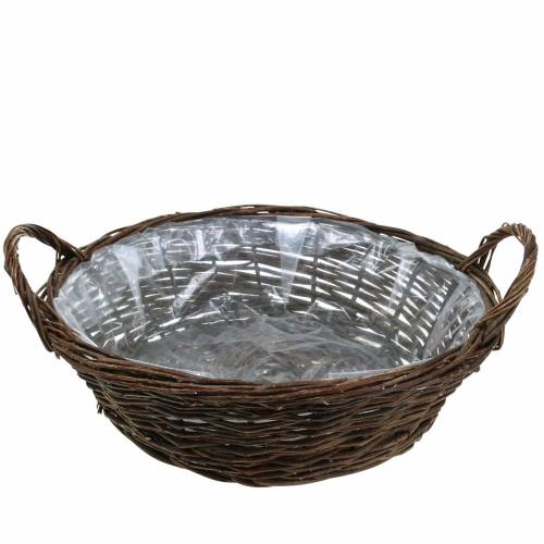 Floristik24 Duży kosz z uchwytami do doniczki wierzba brązowy Ø40cm W13cm