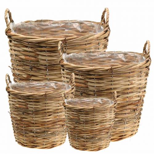 Wiklinowy kosz z uchwytami Brązowy Ø48/43/37/33cm Zestaw 4 Planter Deco