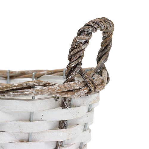 Floristik24 Koszyk z uchwytami owalny natura, biały 20 x 14cm