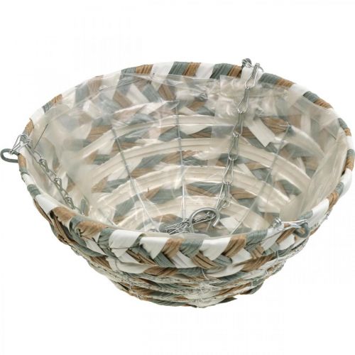 Produkt Kosz na rośliny do zawieszenia, kosz na kwiaty pleciony biały, szary, naturalny W16cm Ø30cm