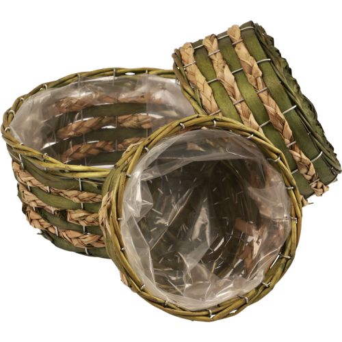 Kosz kosz na rośliny pleciony zielony 30×24/26×20/22×15cm zestaw 3 szt.