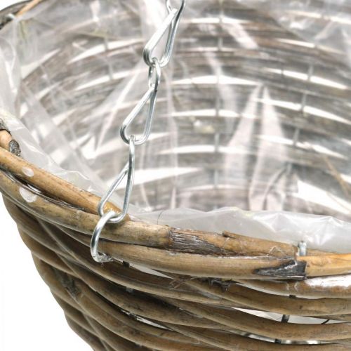 Floristik24 Miska do zawieszenia, kosz do sadzenia naturalny, myty biały W13cm Ø25cm