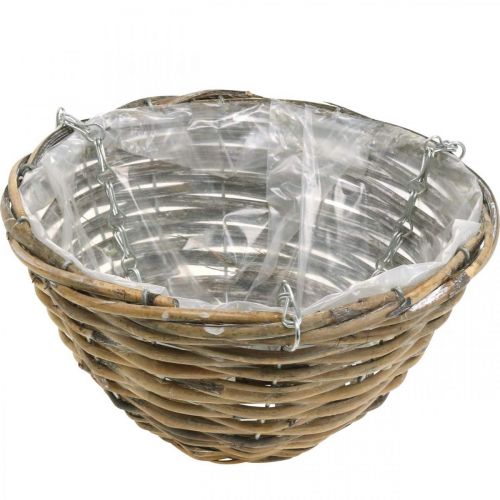 Floristik24 Miska do zawieszenia, kosz do sadzenia naturalny, myty biały W13cm Ø25cm