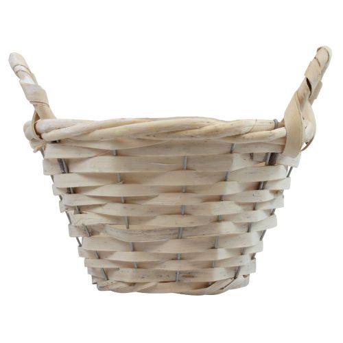 Produkt Koszyk z uchwytami kosz na wióry kosz na rośliny bielony Ø25cm wys.13cm