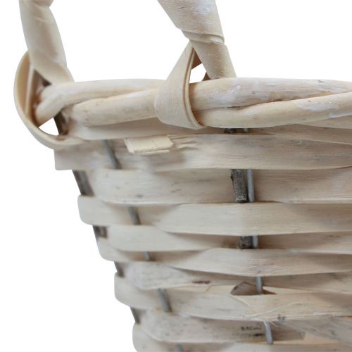 Produkt Koszyk z uchwytami kosz na wióry kosz na rośliny bielony Ø25cm wys.13cm